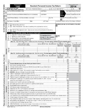 Arizona Form 140 Resident Personal Income Tax Return