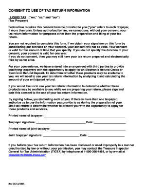 Consent to Use of Tax Return Information