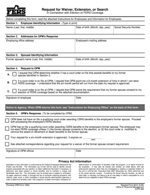 Request for Waiver, Extension, or Search for FERS Coverage