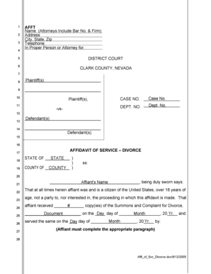 Affidavit of Service - Divorce