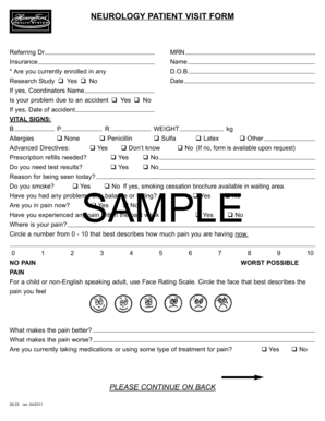 Neurology Patient Visit Form