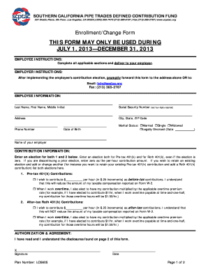 Southern California Pipe Trades Defined Contribution Fund Enrollment Form