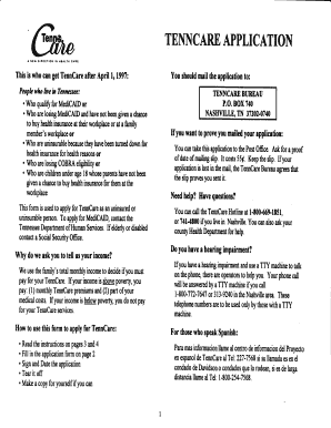 Fillable Online aspe hhs TennCare Application - aspe hhs Fax Email ...