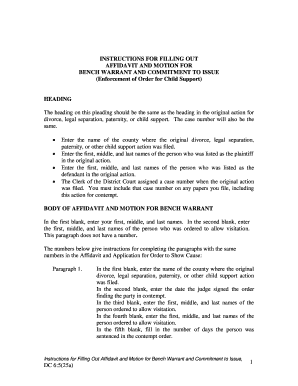 Affidavit and Motion for Bench Warrant and Commitment to Issue