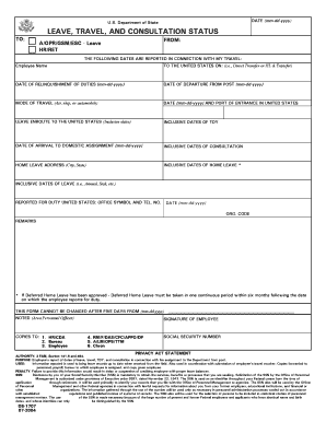 US State Department Leave Travel Form