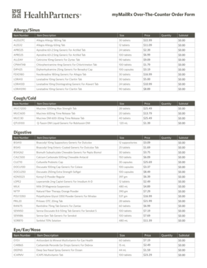 myMailRx Over-The-Counter Order Form