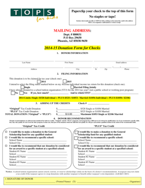 2014-15 Donation Form for Checks