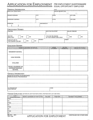 Employment Application Form