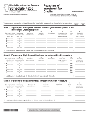 Illinois Schedule 4255 Investment Tax Recap