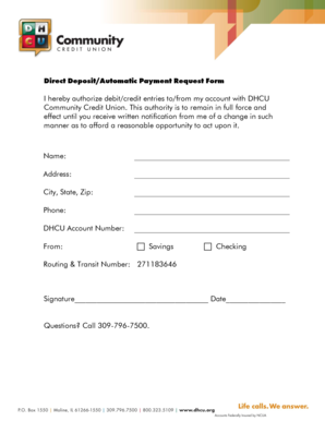 Direct Deposit Request Form