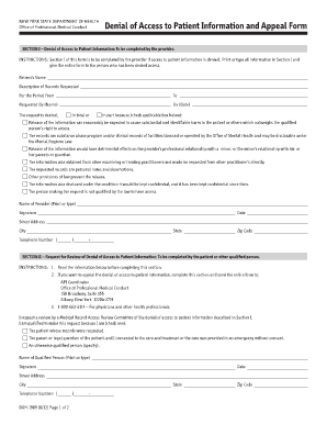 New York State Denial of Access to Patient Information Form