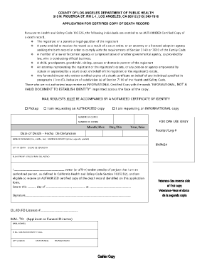 California Death Record Application
