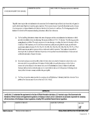 FDA Ethics and Integrity Certification Form