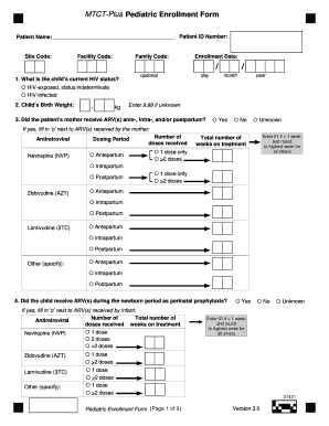 MTCT-Plus Pediatric Enrollment Form