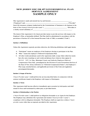 New Jersey EDC 457 Governmental Plan Service Agreement