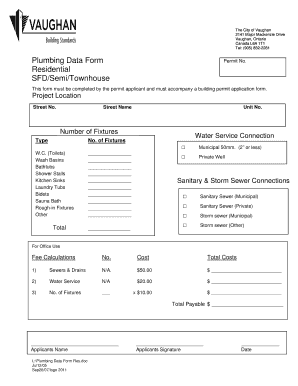 Plumbing Data Form Permit