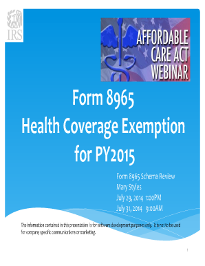 Fillable Online irs Form 8965 Health Coverage Exemptions - irs Fax ...
