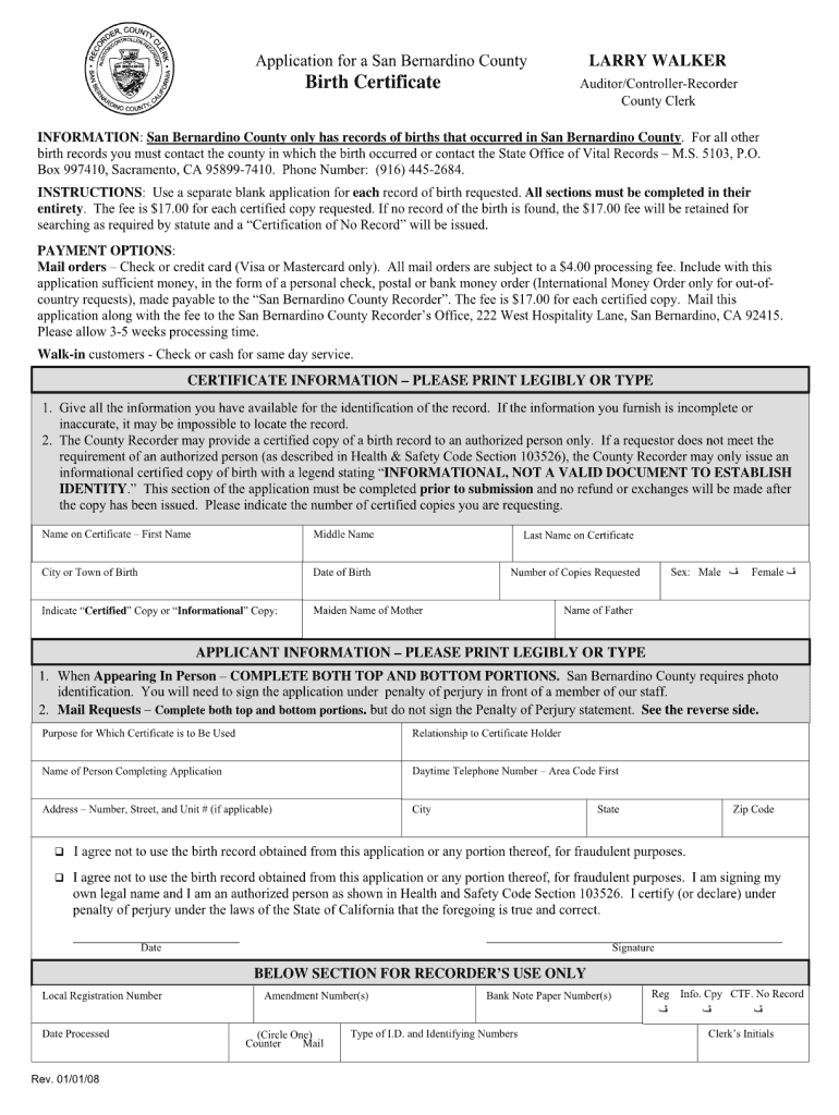 California Birth Certificate Template