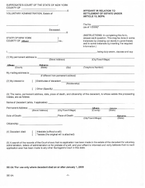 New York Voluntary Administration Affidavit