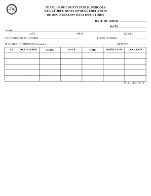 Miami-Dade County Public Schools Re-Registration Form