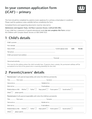 In-Year Common Application Form for Primary School