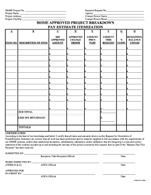 HOME Project Payment Request Form