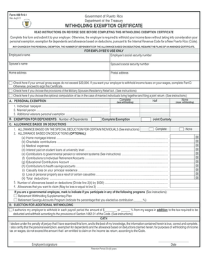 Puerto Rico Withholding Exemption Certificate