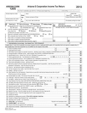Arizona S Corporation Income Tax Return 2010