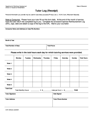 Wisconsin Tutor Log Receipt