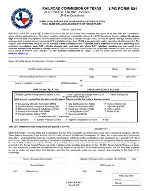 Texas LP-Gas Installation Completion Report