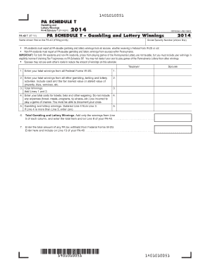 PA Schedule T Gambling and Lottery Winnings