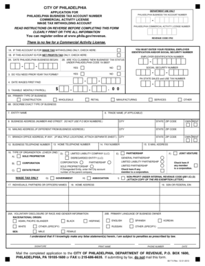 Philadelphia Commercial Activity License Application