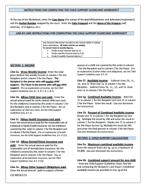 Child Support Guidelines Worksheet
