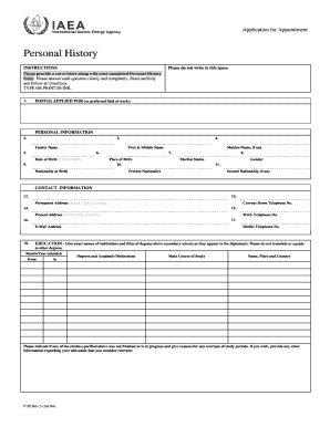 IAEA Personal History Form