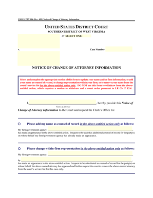 Notice of Change of Attorney Information