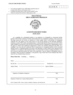 Kansas Drug Screening Acknowledgment Form