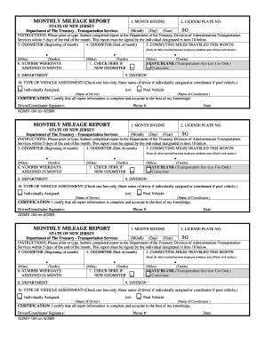 New Jersey Monthly Mileage Report