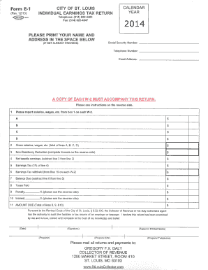 City of St. Louis Individual Earnings Tax Return