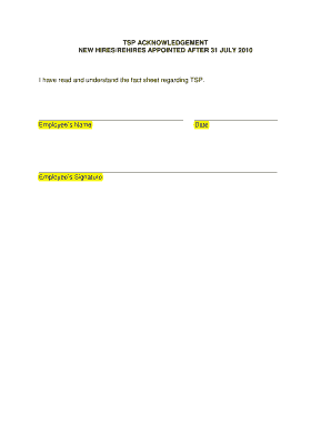 TSP Acknowledgement Form