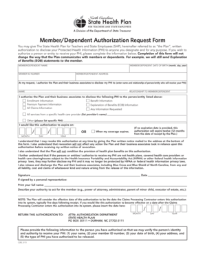 Member/Dependent Authorization Request Form