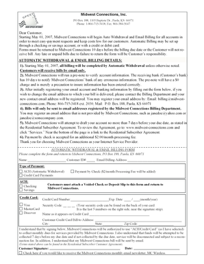 Automatic Withdrawal & Email Billing Form