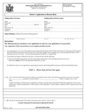 New York State Rent Restoration Application