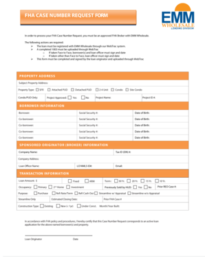 FHA Case Number Request Form