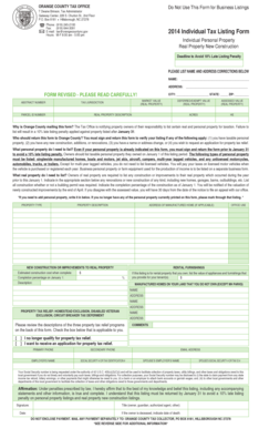 Orange County Individual Tax Listing Form