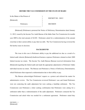 Redacted BEFORE THE TAX COMMISSION OF THE STATE OF - tax idaho