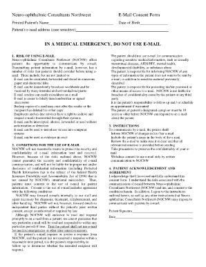 Neuro-Ophthalmic E-Mail Consent Form