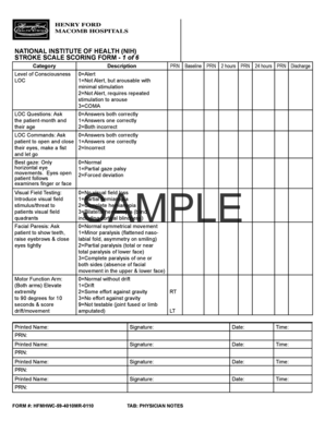 NIH Stroke Scale Scoring Form