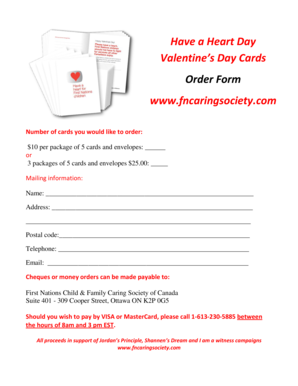 Valentine's Day Card Order Form