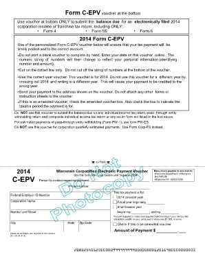 2014 Wisconsin Corporation Electronic Payment Voucher