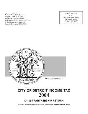 City of Detroit Partnership Income Tax Return